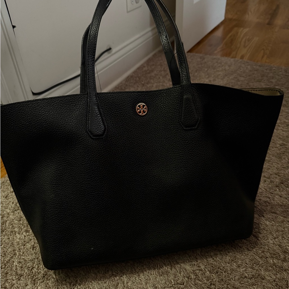 Tory Burch Black Pebbled Leather Tote